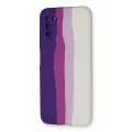 BUĞZ Samsung Galaxy A03s Kılıf Ebruli Lansman Silikon - Mor-beyaz