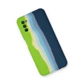 BUĞZ Samsung Galaxy A03s Kılıf Ebruli Lansman Silikon - Yeşil-koyu Yeşil