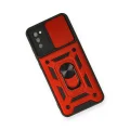 BUĞZ Samsung Galaxy A03s Kılıf Pars Lens Yüzüklü Silikon - Kırmızı