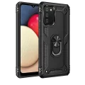 BUĞZ Samsung Galaxy A03s Kılıf Sofya Yüzüklü Silikon Kapak - Siyah