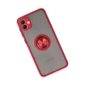 BUĞZ Samsung Galaxy A04 Kılıf Montreal Yüzüklü Silikon Kapak - Kırmızı