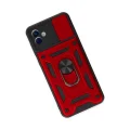 BUĞZ Samsung Galaxy A04 Kılıf Pars Lens Yüzüklü Silikon - Kırmızı