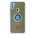 BUĞZ Samsung Galaxy A11 Kılıf Montreal Yüzüklü Silikon Kapak - Buz Mavi