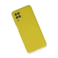 BUĞZ Samsung Galaxy A12 Kılıf Nano İçi Kadife Silikon - Sarı