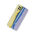 BUĞZ Samsung Galaxy A22 Kılıf Ebruli Lansman Silikon - Sarı-lila