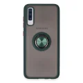 BUĞZ Samsung Galaxy A70 Kılıf Montreal Yüzüklü Silikon Kapak - Yeşil