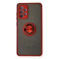 BUĞZ Samsung Galaxy A72 Kılıf Montreal Yüzüklü Silikon Kapak - Kırmızı