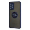 BUĞZ Samsung Galaxy A72 Kılıf Montreal Yüzüklü Silikon Kapak - Lacivert