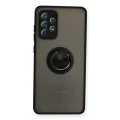 BUĞZ Samsung Galaxy A72 Kılıf Montreal Yüzüklü Silikon Kapak - Siyah