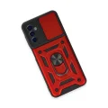 BUĞZ Samsung Galaxy M14 5g Kılıf Pars Lens Yüzüklü Silikon - Kırmızı