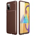 BUĞZ Samsung Galaxy M51 Kılıf Auto Focus Karbon Kapak - Kahverengi