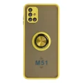 BUĞZ Samsung Galaxy M51 Kılıf Montreal Yüzüklü Silikon Kapak - Sarı