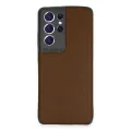 BUĞZ Samsung Galaxy S21 Ultra Kılıf Loop Deri Silikon - Kahverengi