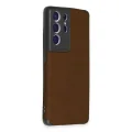 BUĞZ Samsung Galaxy S21 Ultra Kılıf Loop Deri Silikon - Kahverengi
