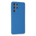 BUĞZ Samsung Galaxy S21 Ultra Kılıf Nano İçi Kadife Silikon - Mavi