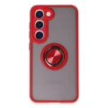 BUĞZ Samsung Galaxy S23 Kılıf Montreal Yüzüklü Silikon Kapak - Kırmızı