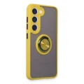 BUĞZ Samsung Galaxy S23 Kılıf Montreal Yüzüklü Silikon Kapak - Sarı