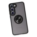 BUĞZ Samsung Galaxy S23 Kılıf Montreal Yüzüklü Silikon Kapak - Siyah
