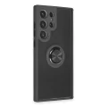 BUĞZ Samsung Galaxy S23 Ultra Kılıf Montreal Yüzüklü Silikon Kapak - Siyah