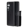  Samsung Galaxy S24 Uyumlu, Deri Cüzdanlı Kılıf, Parlak Siyah