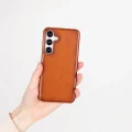BUĞZ Samsung Galaxy S25 Uyumlu, Hakiki Deri, El Yapımı Arka Kapak, Gölgeli Taba