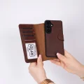 BUĞZ Samsung Galaxy S26 Plus Uyumlu Manyetik Hakiki Deri Cüzdan Kılıf ,Cüzdan Taşımaya Son, Kredi Kart Yuvalı, RFID Güvenlik