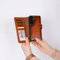 BUĞZ Samsung Galaxy S26 Uyumlu Manyetik Hakiki Deri Cüzdan Kılıf ,Cüzdan Taşımaya Son, Kredi Kart Yuvalı, RFID Güvenlik