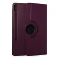 BUĞZ Samsung Galaxy X610 Tab S9 Fe Plus 12.4 Kılıf 360 Tablet Deri Kılıf - Mürdüm