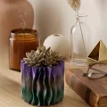 BUĞZ Sanatsal Dalga Desenli Mor 3D Baskı Dekoratif Vazo Ev Dekorasyonu