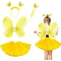  Sarı Kelebek Kostümü Çocuk 4 Parça Set