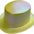BUĞZ Sarı Renk Işıltılı Hologram Kumaş Kaplama Fötr Silindir Şapka Yetişkin Boy