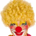 BUĞZ Sarı Renk Kıvırcık Afro Bonus Peruk Takma Saç ve Kırmızı Burun Seti