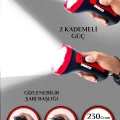 BUĞZ Şarjlı 10w Projektör Led El Feneri 2 Mod Aydınlatmalı Uzun Menzil Güvenlik Bekçi Polis Feneri Işıldak