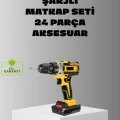 BUĞZ Şarjlı Darbeli Matkap Seti – 2 Bataryalı, 24W Güç, 24 Parça Aksesuar, LED Işıklı