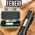 BUĞZ Şarjlı Metal Zoomlu El Feneri Işıldak Led Işık Taşınabilir El Lambası