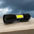 BUĞZ Şarjlı Metal Zoomlu El Feneri Işıldak Led Işık Taşınabilir El Lambası