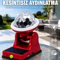 BUĞZ Şarjlı RGB Projektör Lamba Güneş Enerjili Çok Fonksiyonlu Disco Işık Lambası
