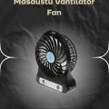  Şarjlı USB Fan – Masaüstü Mini Vantilatör, Taşınabilir, Işıklı, 3 Kademeli, Sessiz