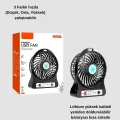  Şarjlı USB Fan – Masaüstü Mini Vantilatör, Taşınabilir, Işıklı, 3 Kademeli, Sessiz