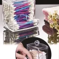  Şeffaf Kapaklı Kulak Temizleme Çubuğu Organizatörü Saklama Kutusu