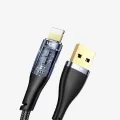 BUĞZ Şeffaf Uçlu iPhone 45w Usb Hızlı ve Dayanıklı Şarj ve Data Işıklı Örgü Kablo 1 Metre