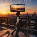 BUĞZ Selfie Çubuğu Tripod Kumandalı Telefon Tutucu Siyah