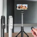  Selfie Çubuğu Tripod Kumandalı Telefon Tutucu Siyah