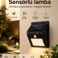 BUĞZ Sensörlü, Güneş Enerjili LED Duvar Lambası Bahçe ve Balkon Aydınlatma