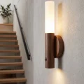 BUĞZ Sensörlü Şarjlı LED Ahşap Renk Duvar Aplik Kablosuz Günışığı Dekoratif Lüks Lamba