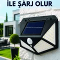 BUĞZ Sensörlü Solar Bahçe Lambası Geniş Açılı LED Aydınlatmalı Balkon Garaj ve Bahçe Işığı