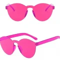  Sert Mika Oval Şekilli Çerçevesiz Fuşya Gözlük Retro Parti 5x14 cm