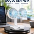 BUĞZ Sessiz Çalışan USB Şarjlı Çift Kafalı Masaüstü Fan – Ev ve Ofis İçin