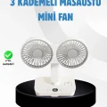 BUĞZ Sessiz Çalışan USB Şarjlı Çift Kafalı Masaüstü Fan – Ev ve Ofis İçin