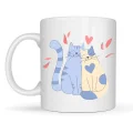 BUĞZ Sevimli Aşık Kediler Desenli Porselen Kupa Model 42 – Love Cats Tasarım Sevgiliye Hediye, Kahve & Çay Kupası